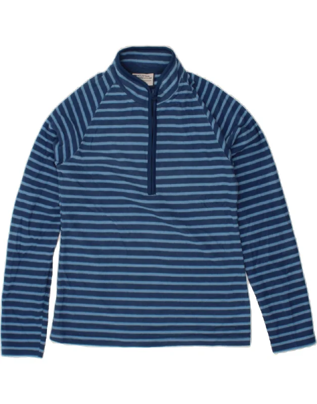 MOUNTAIN WAREHOUSE Womens Fleece Jumper UK 10 Small Navy Blue Striped Open Front Closed Front Wrap Front