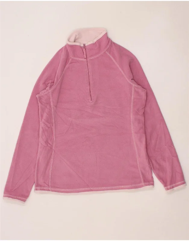 MOUNTAIN WAREHOUSE Womens Zip Neck Fleece Jumper UK 10 Small Pink Neon Metallic Matte