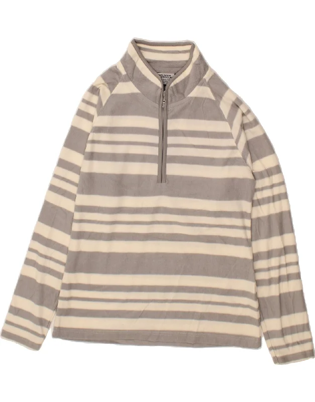 MOUNTAIN WAREHOUSE Womens Zip Neck Fleece Jumper UK 14 Large Grey Striped Houndstooth Herringbone Solid
