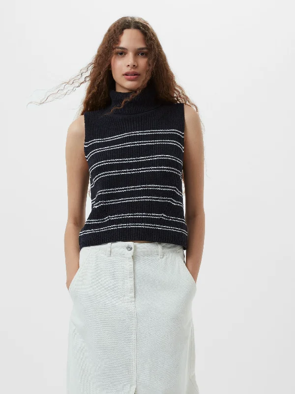 Mozart Striped Cropped Sleeveless Jumper Slim Fit Regular Fit Oversized