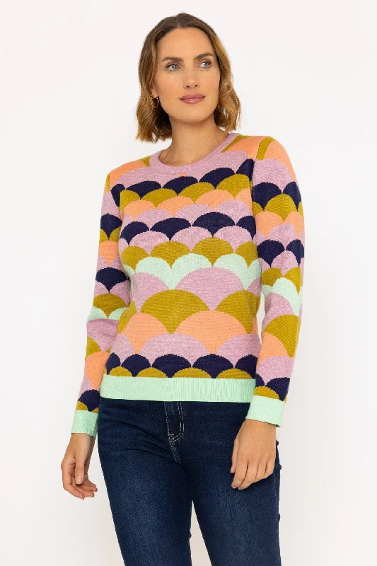 Multicolour Geo Jacquard Knit Jumper Cashmere Blend Cotton Blend Poly Blend