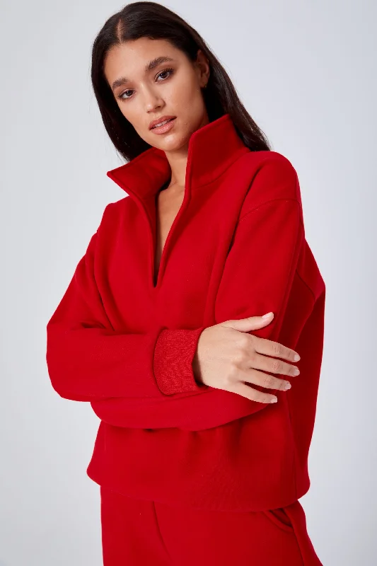 ROZALIA x ATOIR Womens The Collar Jumper Chili Cotton Fabric Linen Fabric Terry Fabric
