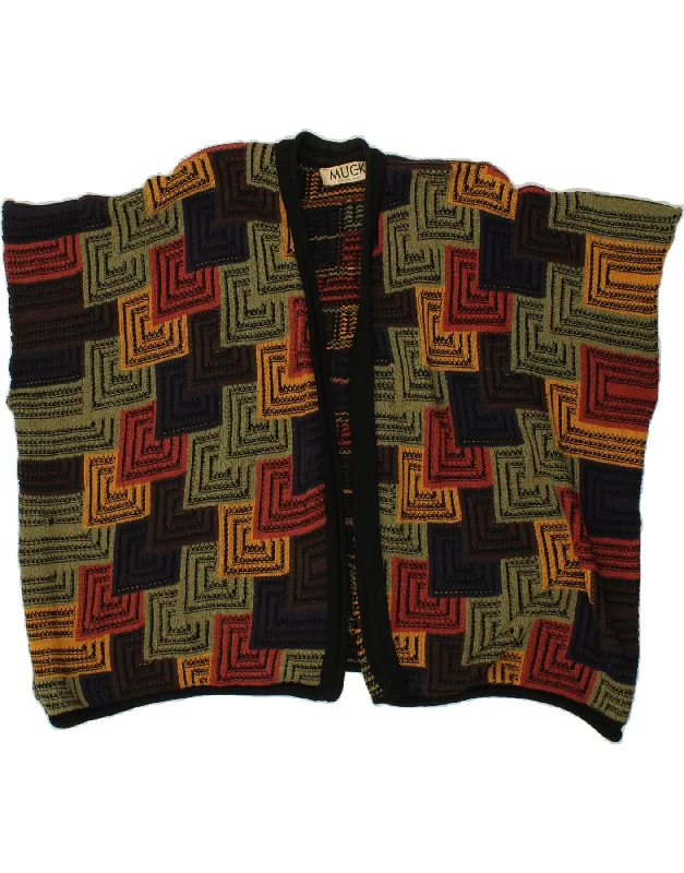 VINTAGE Womens Poncho Jumper One Size Multicoloured Argyle/Diamond Terry Blend Velvet Blend Canvas Blend