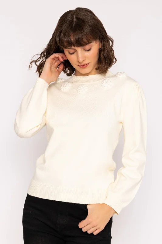 White Applique Knit Jumper Neon Metallic Matte