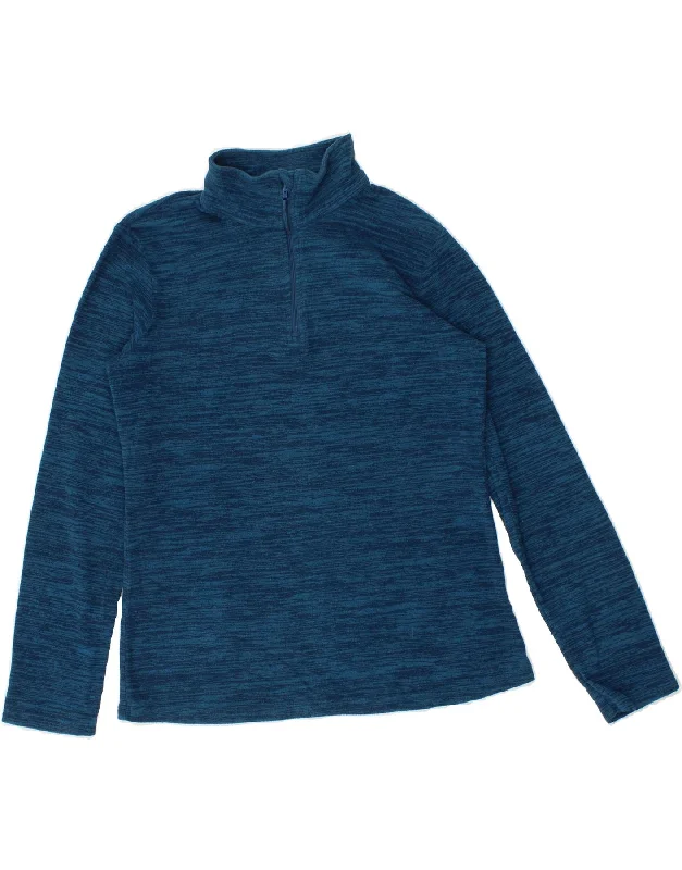 MOUNTAIN WAREHOUSE Womens Zip Neck Fleece Jumper UK 12 Medium Blue Flecked Oversized Loose Flowy
