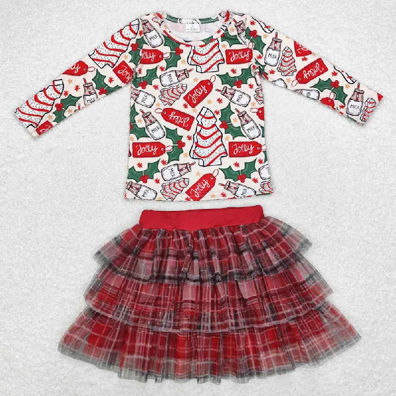 Baby Girls Clothes Christmas Cake Top Ruffle Skirt Sets GLD0883 satin skirt smooth