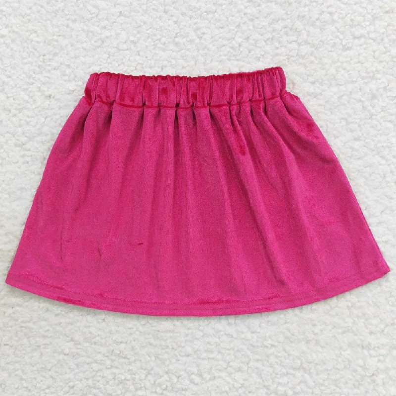 Baby Girls Skirt Hotpink Velvet Knee Length Skirts GLK0017 silk skirt smooth