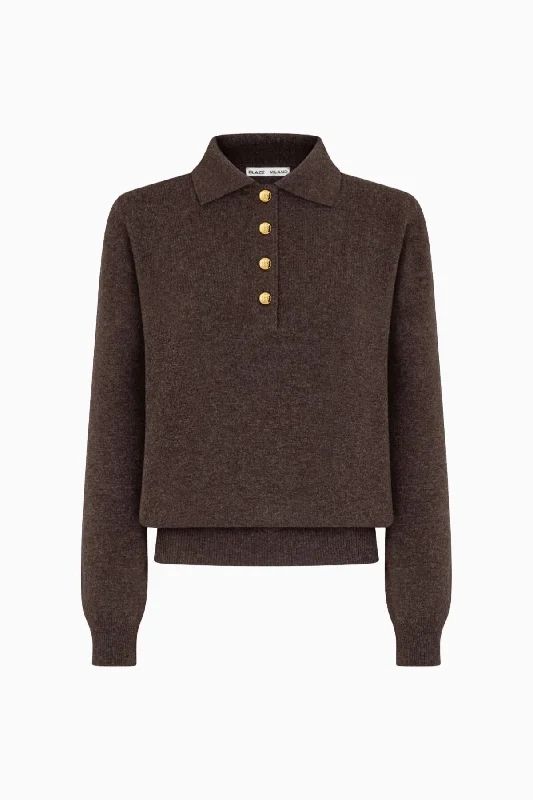 Blazé Milano Highland Polo Knit Jumper - Borsalino Zippered Front Buttoned Front Snap Front