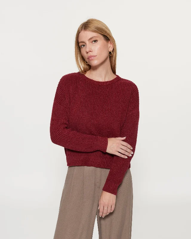 Bobbie Cropped Knitted Jumper Ruby Lightweight Heavyweight Midweight