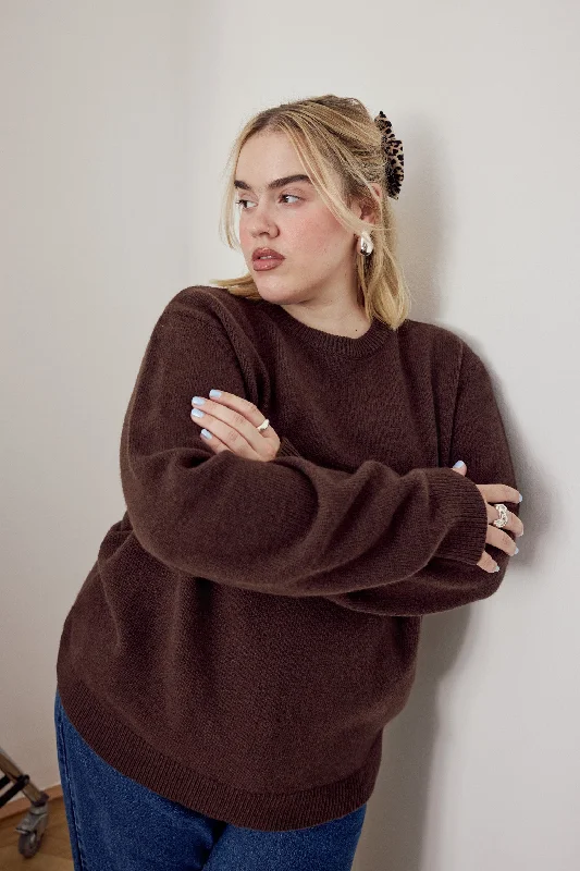Bruno Recycled Wool Jumper Brown Mesh Blend Leather Blend Suede Blend