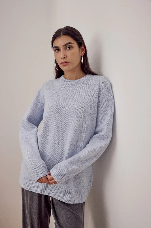 Bruno Recycled Wool Jumper Light Blue Faux Fur Fabric Real Fur Fabric Shearling Fabric