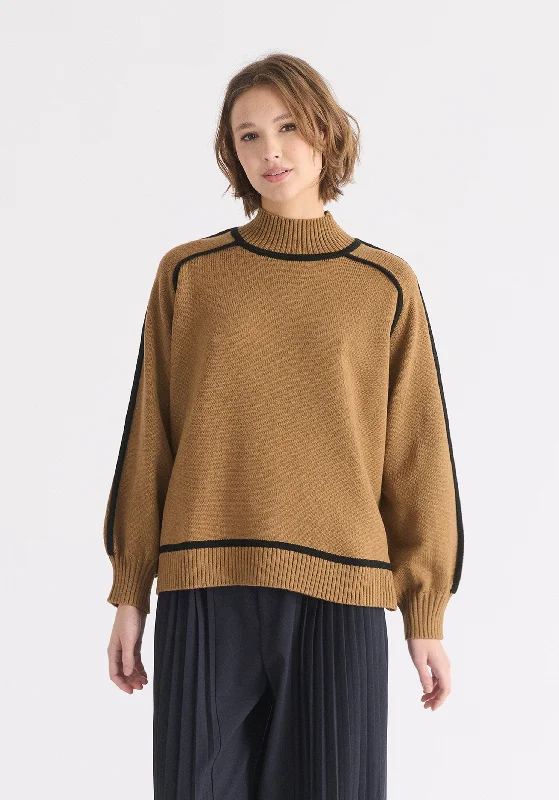 Contrast Stripe Piping Mock Neck Jumper Lightweight Heavyweight Midweight