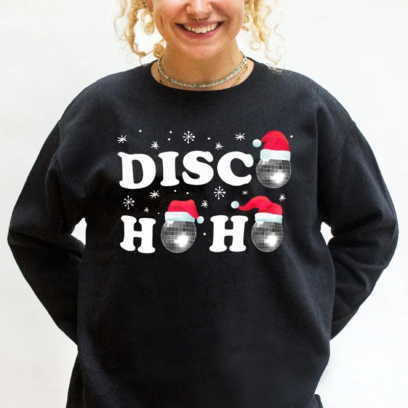'Disco-HoHo' Unisex Christmas Jumper Solid Print Embellished