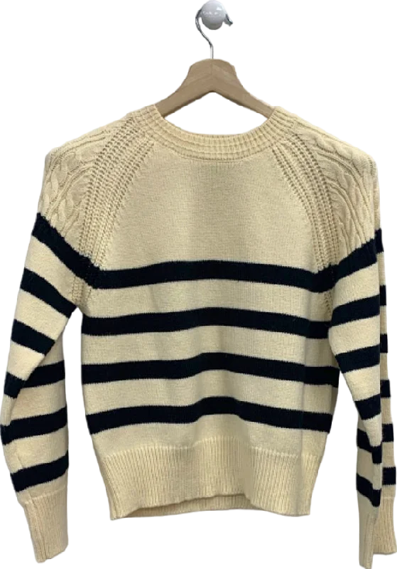 French Connection Cream and Black Striped Jumper UK 10 Tailored Straight A-Line