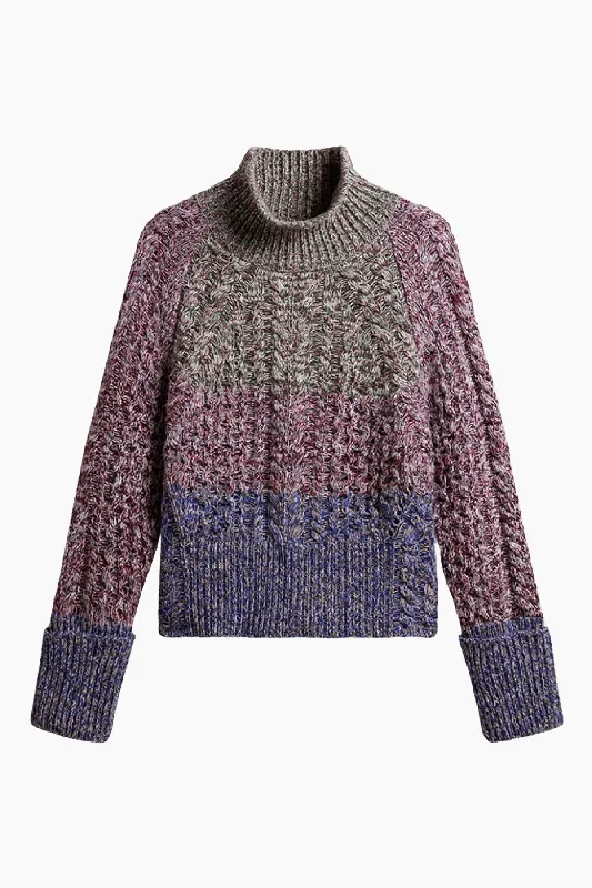 Golden Goose Turtleneck Knit Jumper - Multi/ Green/ Blue Graphic Sweater Embroidered Appliqued