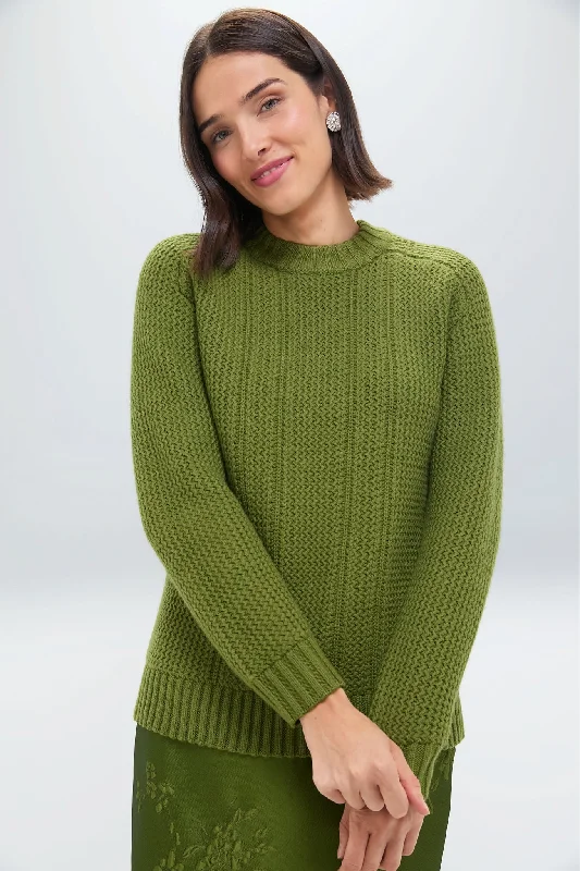 Green Combey Extrafine Merino Jumper Transparent Opaque Sheer