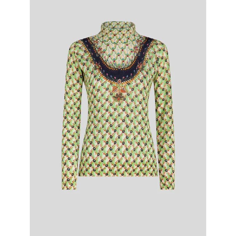 HIGH NECK FLORAL FLORALIA JUMPER Cashmere Blend Cotton Blend Poly Blend