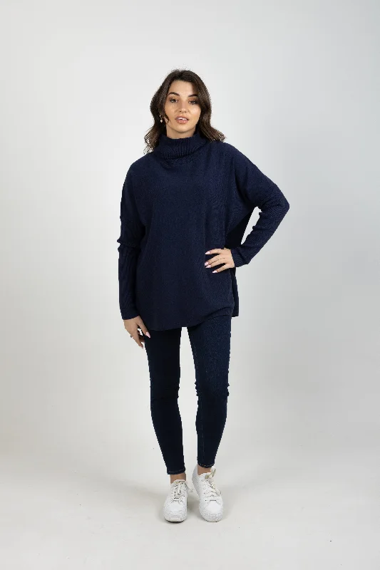 HORIZON RELAXED JUMPER NAVY Fitted Loose Oversized
