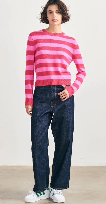 Jumper Stripe Crew Watermelon/Red Peony Herringbone Houndstooth Plaid