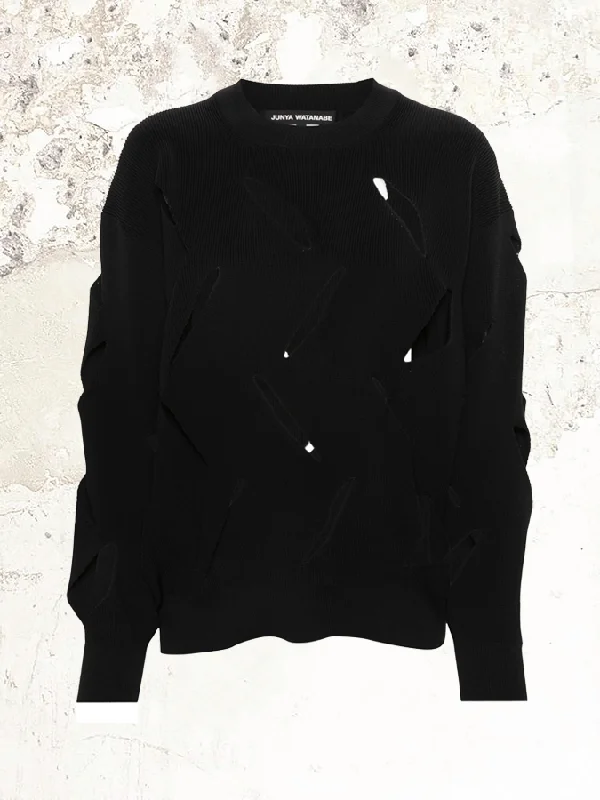 Junya Watanabe cut-out jumper Ribbed Striped Patterned