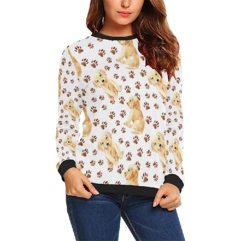Labrador Dog Print Pattern Women Crewneck Sweatshirt Hoodie with Hem Raw Edge Edgy Unfinished Labrador Dog Print Pattern Women Crewneck Sweatshirt Hoodie with Hem Raw Edge Edgy Unfinished