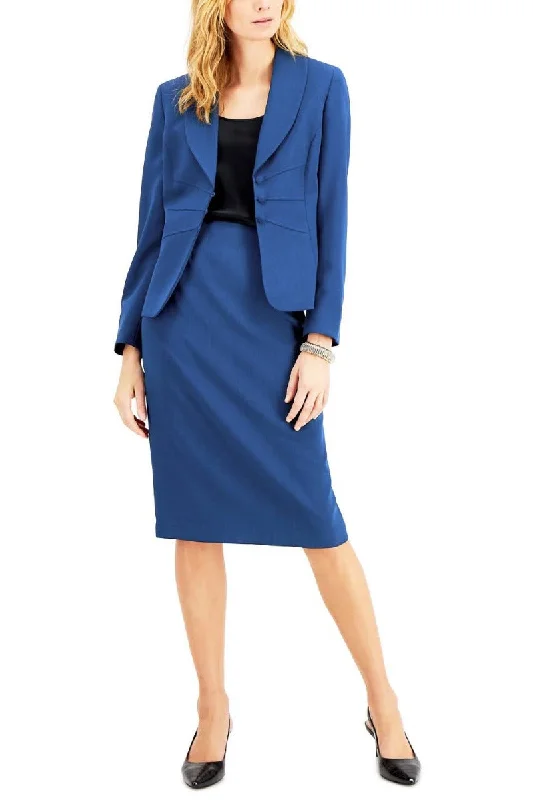 Le Suit Shawl Collar 2 Button Jacket With Matching Crepe Skirt velvet skirt rich