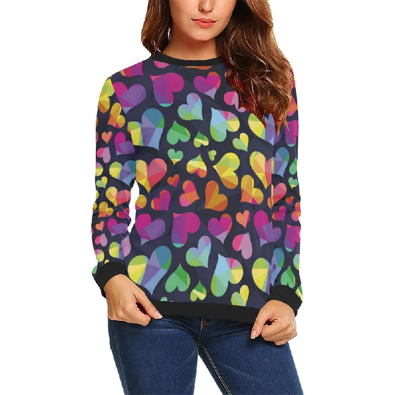 Lgbt Pride Rainbow Heart Pattern Print Women Crewneck Sweatshirt Zip Hoodie Drawstring Kangaroo Pocket Lgbt Pride Rainbow Heart Pattern Print Women Crewneck Sweatshirt Zip Hoodie Drawstring Kangaroo Pocket