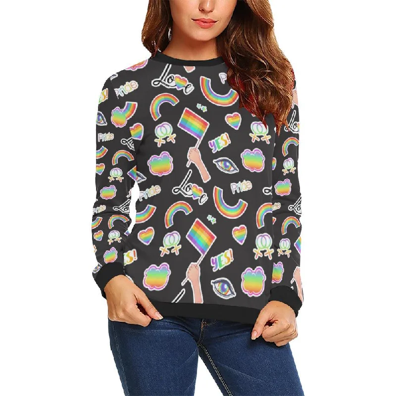 Lgbt Pride Rainbow Pattern Print Women Crewneck Sweatshirt Hoodie with Hem Fringe Bohemian Relaxed Lgbt Pride Rainbow Pattern Print Women Crewneck Sweatshirt Hoodie with Hem Fringe Bohemian Relaxed