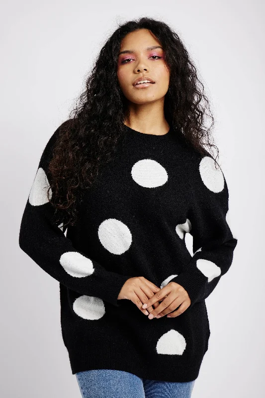 Longer Length Jumper in Spot Stretchy Elastic Breathable