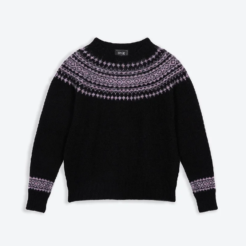 Lowie Black + Lilac Snow Jumper Houndstooth Herringbone Solid