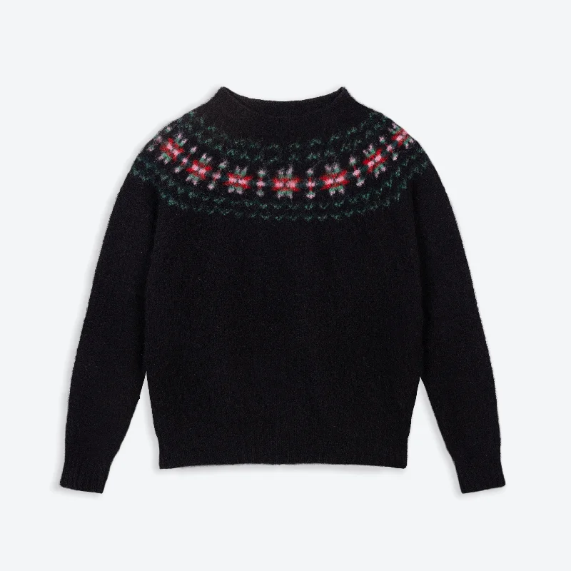 Lowie Fair Isle Yoke Jumper Beaded Sweater Sequined Faux Fur