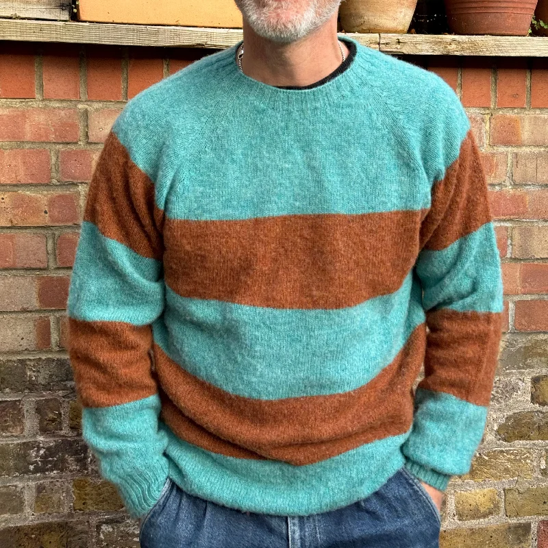 Lowie Mens Mocha + Sky Striped Jumper Nylon Fabric Polyester Fabric Spandex Fabric