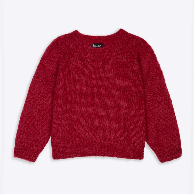 Lowie Red Mohair Cropped Jumper Wool Fabric Cashmere Fabric Tweed Fabric