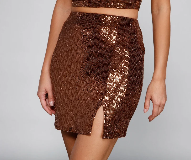 Major Glamour Sequin Mini Skirt wool skirt warm