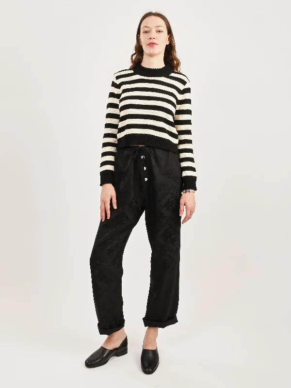 Ecru Stripe Shrunken Cotton Jumper Fitted Slim Tailored