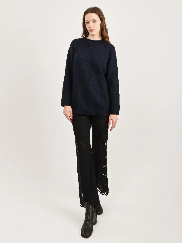 Navy Oversized Cotton Jumper Zippered Buttoned Snapped