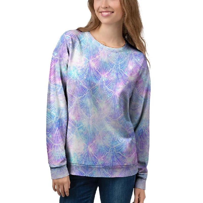 Mermaid Galaxy Space Women's Sweatshirt Hoodie with Belted Waist Structured Tailored