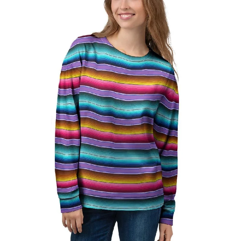 Mexican Baja Serape Women's Sweatshirt Hoodie with Double Zipper Versatile Adjustable