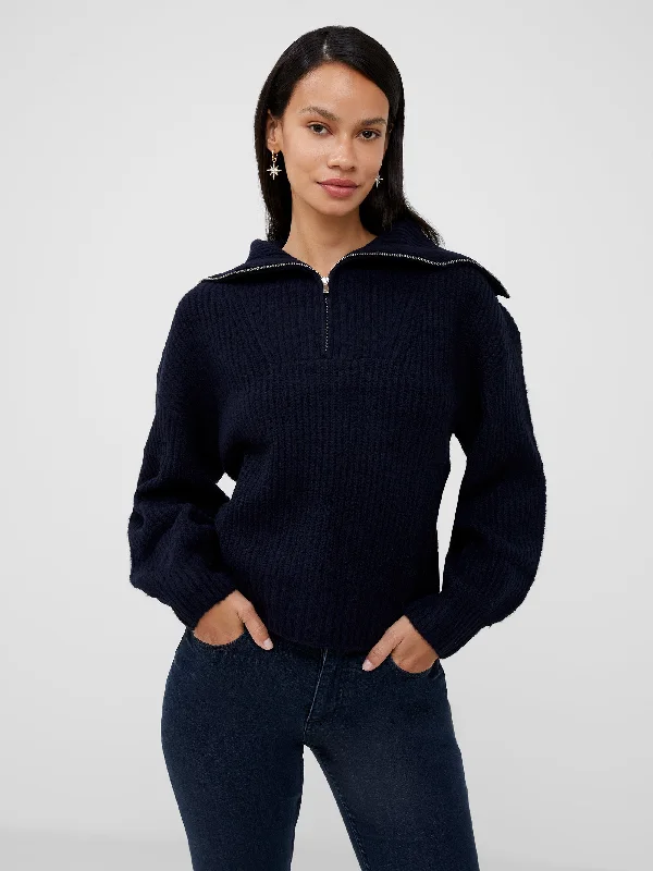 Mid Mix Rib Half Zip Jumper High Neck Crew Neck V-Neck