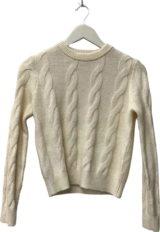MNG Cream Cable Knit Jumper UK XS Ribbed Striped Patterned