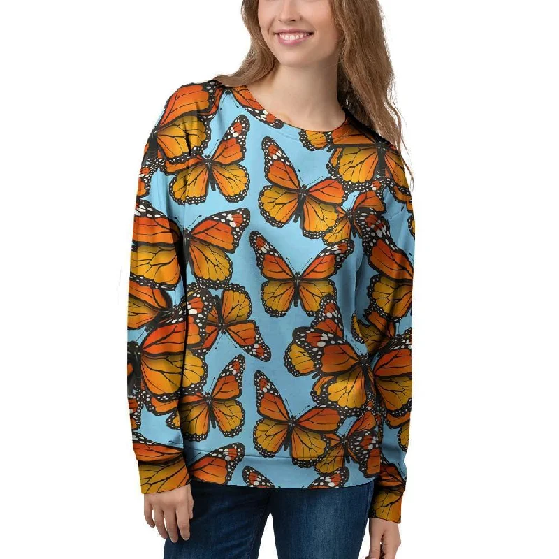 Monarch Butterfly Print Women's Sweatshirt Hoodie with Monochrome Minimalist Simple