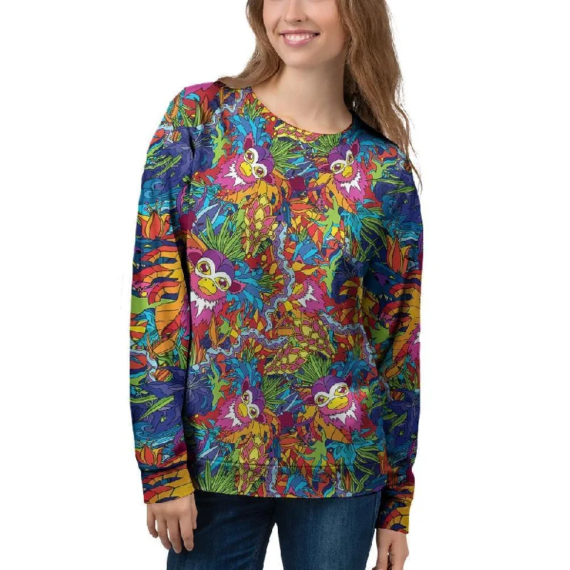 Monkey Trippy Psychedelic Women's Sweatshirt Hoodie with Neon Bright Vibrant