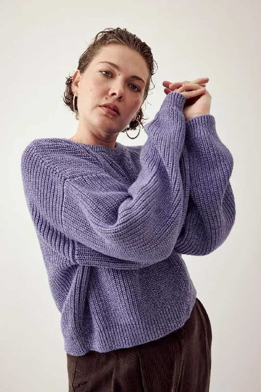 Mouline Cropped Knitted Jumper Multi Purple Front Pockets Side Pockets Patch Pockets