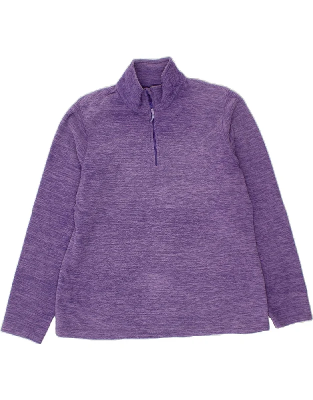 MOUNTAIN WAREHOUSE Womens Fleece Jumper UK 16 Large  Purple Flecked Zippered Buttoned Snapped