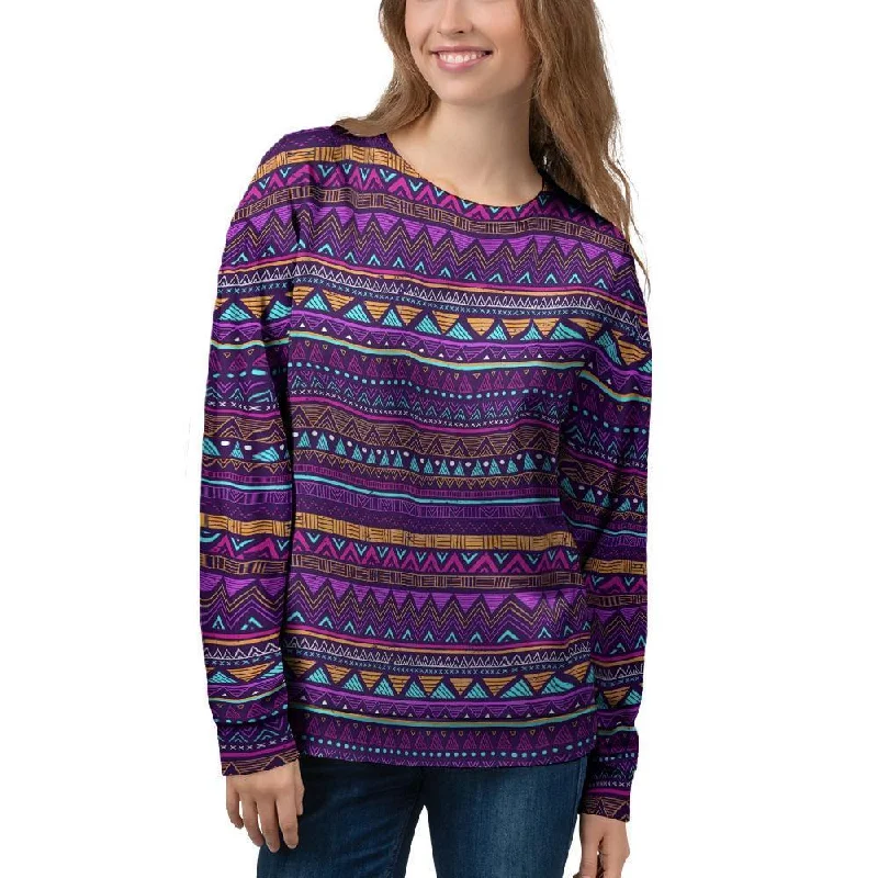 Multicolor Native Aztec Doodle Striped Women's Sweatshirt Hoodie with Logo Branding Identity