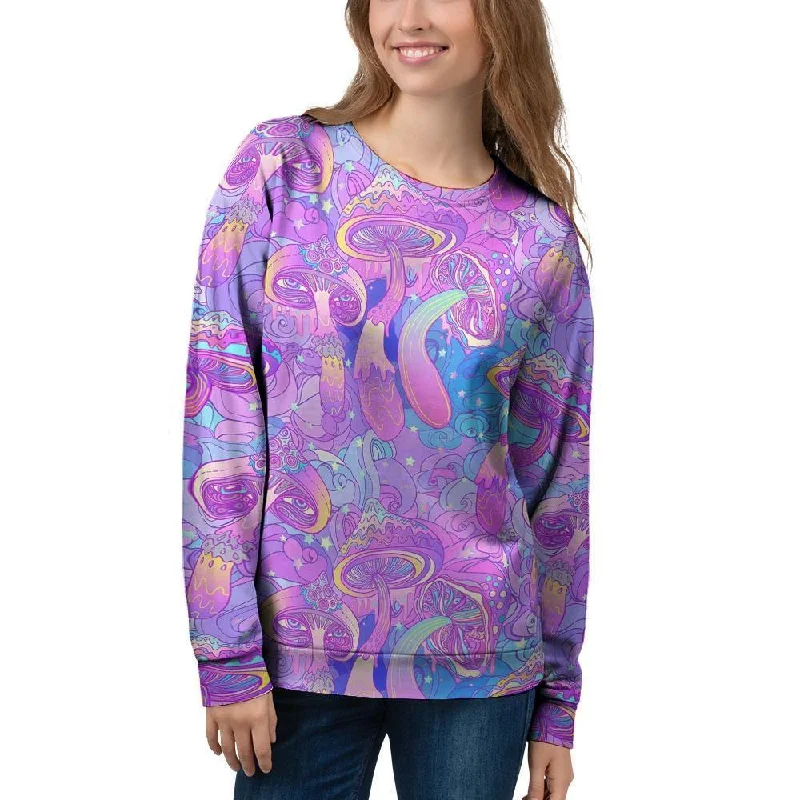 Mushroom Psychedelic Trippy Women's Sweatshirt Hoodie with Elastic Waist Stretchable Comfortable