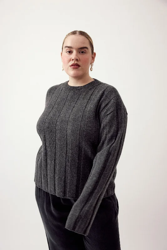 Nadine Recycled Wool Jumper Antracite Denim Fabric Leather Fabric Suede Fabric