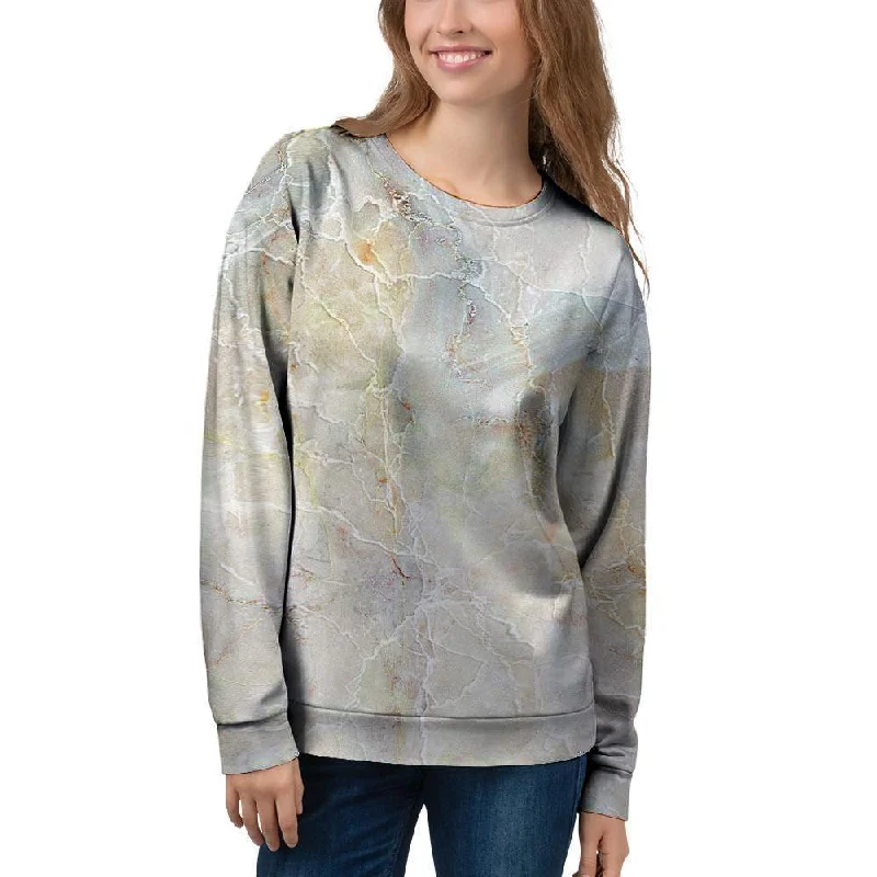 Natural Brown Marble Women's Sweatshirt Hoodie with Full-Zip Functional Layering