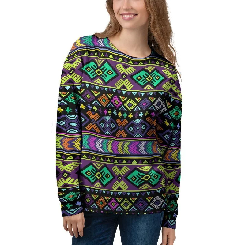 Navojo Aztec Print Women's Sweatshirt Hoodie with Turtle Neck Cozy Winter
