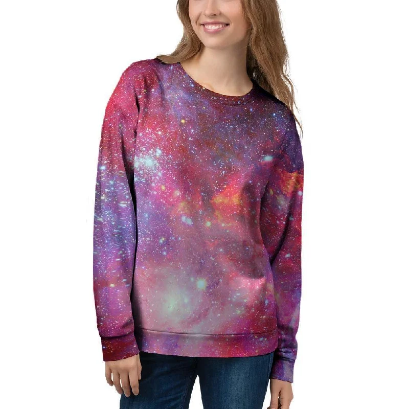 Nebula Red Galaxy Space Women's Sweatshirt Hoodie with Batwing Sleeves Loose Dramatic Nebula Red Galaxy Space Women's Sweatshirt Hoodie with Batwing Sleeves Loose Dramatic